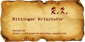 Rittinger Krisztofer névjegykártya